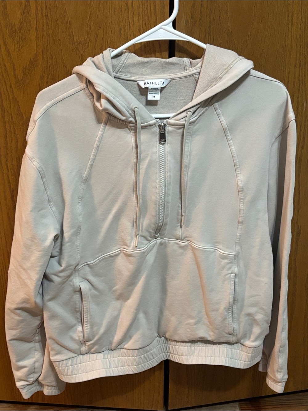 Athleta Light Taupe Full-Zip Hoodie